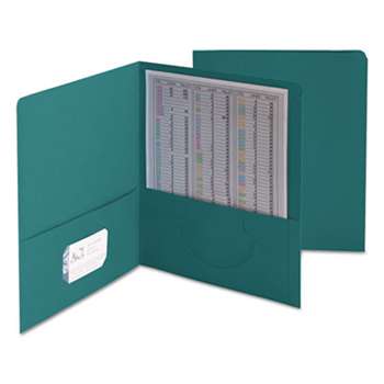 SMEAD MANUFACTURING CO. Two-Pocket Folder, Textured Paper, Teal, 25/Box