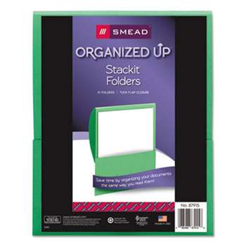 SMEAD MANUFACTURING CO. Organized Up Stackit Folder, Textured Stock, 11 x 8 1/2, Green, 10/Pack