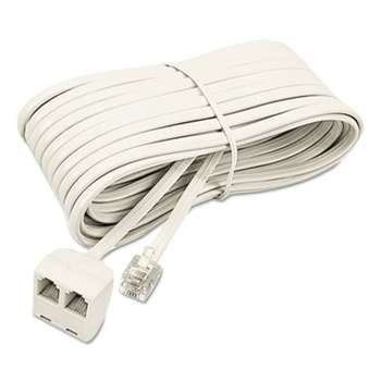 SOFTALK LLC Telephone Extension Cord, Plug/Dual Jack, 25 ft., Almond