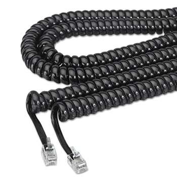 SOFTALK LLC Coiled Phone Cord, Plug/Plug, 12 ft., Black