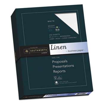 SOUTHWORTH CO. 25% Cotton Linen Business Paper, 32lb, 8 1/2 x 11, White, 250 Sheets