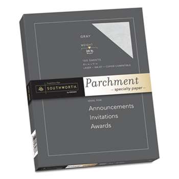 SOUTHWORTH CO. Parchment Specialty Paper, 24lb, 8 1/2 x 11, Gray, 100 Sheets