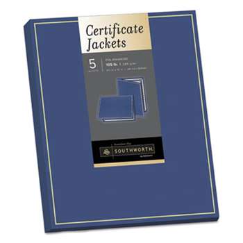 SOUTHWORTH CO. Certificate Jacket, Navy/Gold Border, Felt, 88lb Stock, 12 x 9 1/2, 5/Pack