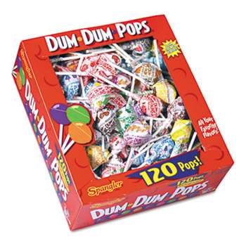 SPANGLER CANDY COMPANY Dum-Dum-Pops, Assorted Flavors, Individually Wrapped, 120 Count Box