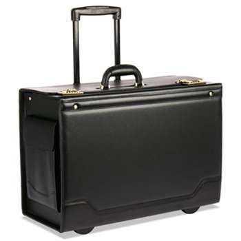 STEBCO 341626BLK Rolling Catalog Case, Leather-Trimmed Tufide, 21 3/4 x 15 1/2 x 9 3/4, Black
