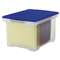 STOREX Plastic File Tote Storage Box, Letter/Legal, Snap-On Lid, Clear/Blue