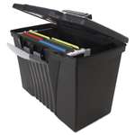 STOREX Portable File Storage Box w/Organizer Lid, Letter/Legal, Black