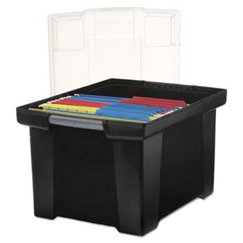 Storex 61528U01C Plastic File Tote Storage Box, Letter/Legal, Snap-On Lid, Black