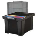 STOREX Portable File Tote w/Locking Handle Storage Box, Letter/Legal, Black/Silver
