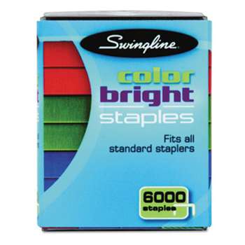 ACCO BRANDS, INC. Color Bright Staples, Assorted Colors, Blue, Red, Green, 6000/Pack