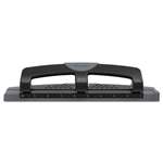 Swingline 74134 12-Sheet SmartTouch Three-Hole Punch, 9/32" Holes, Black/Gray