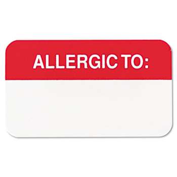 TABBIES Medical Labels for Allergies, 7/8 x 1-1/2, White, 250/Roll