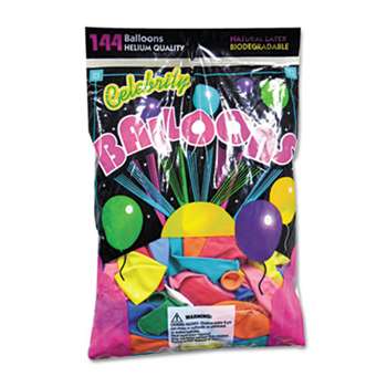 TABLEMATE PRODUCTS, CO. Helium Quality Latex Balloons, 12 Assorted Colors, 144/Pack