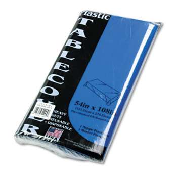 TABLEMATE PRODUCTS, CO. Table Set Rectangular Table Cover, Heavyweight Plastic, 54 x 108, Blue, 6/Pack