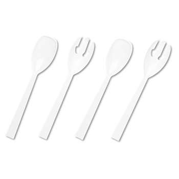 TABLEMATE PRODUCTS, CO. Table Set Plastic Serving Forks & Spoons, White, 24 Forks, 24 Spoons per Pack