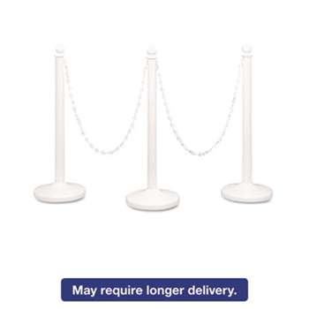 TATCO Crowd Control Stanchions, Plastic, 14 x 39, White, 6/Box