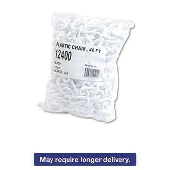 TATCO Crowd Control Stanchion Chain, Plastic, 40ft, White