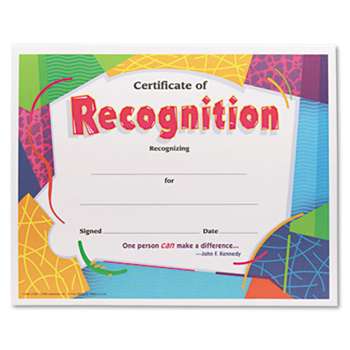 TREND ENTERPRISES, INC. Certificate of Recognition Awards, 8-1/2 x 11, 30/Pack