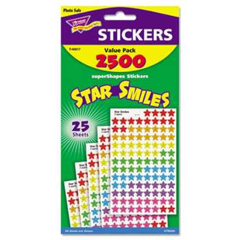 TREND ENTERPRISES, INC. Sticker Assortment Pack, Smiling Star,  2500 per Pack