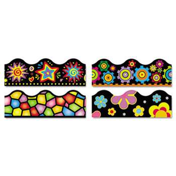 TREND ENTERPRISES, INC. Terrific Trimmers Border, 2 1/4 x 39",  Bright On Black, Assorted, 48/Set