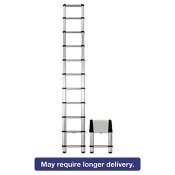 TELESTEPS Telescopic Extension Ladder, 14 ft, 250lb, 10-Step, Aluminum