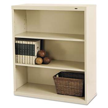 TENNSCO Metal Bookcase, Three-Shelf, 34-1/2w x 13-1/2d x 40h, Putty