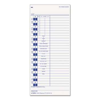 TOPS BUSINESS FORMS Time Card for Pyramid, Weekly, 4 x 9, 100/Pack