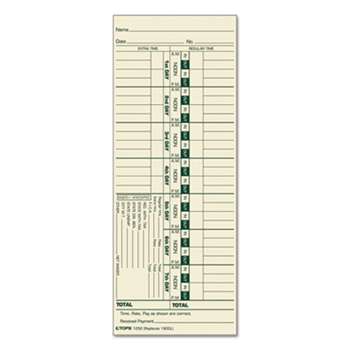 TOPS BUSINESS FORMS Time Card for Acroprint and Lathem, Weekly, 3 1/2 x 9, 500/Box