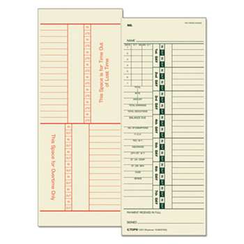 TOPS BUSINESS FORMS Time Card for Acroprint/Simplex, Weekly, Two-Sided, 3 1/2 x 9, 500/Box