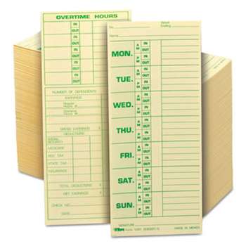 TOPS BUSINESS FORMS Time Card for Pyramid Model 331-10, Weekly, Two-Sided, 3 1/2 x 8 1/2, 500/Box