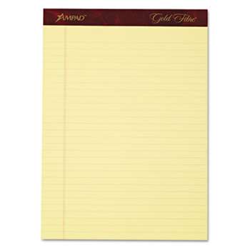 AMPAD/DIV. OF AMERCN PD&PPR Gold Fibre Writing Pads, Legal/Wide, 8 1/2 x 11 3/4, Canary, 50 Sheets, 4/Pack