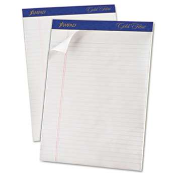AMPAD/DIV. OF AMERCN PD&PPR Gold Fibre Pads, 8 1/2 x 11 3/4, White, 50 Sheets, Dozen