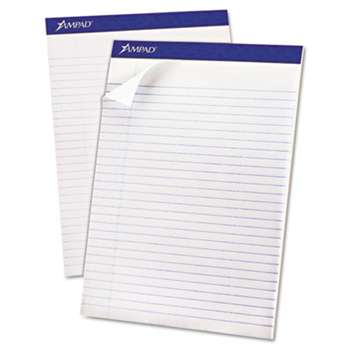 AMPAD/DIV. OF AMERCN PD&PPR Recycled Writing Pads, 8 1/2 x 11 3/4, White, 50 Sheets, Dozen