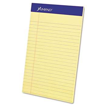 AMPAD/DIV. OF AMERCN PD&PPR Perforated Writing Pad, Narrow, 5 x 8, Canary, 50 Sheets, Dozen