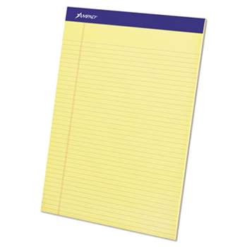 AMPAD/DIV. OF AMERCN PD&PPR Perforated Writing Pad, 8 1/2 x 11 3/4, Canary, 50 Sheets, Dozen