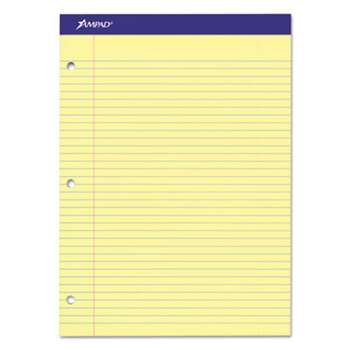 AMPAD/DIV. OF AMERCN PD&PPR Double Sheets Pad, College/Medium, 8 1/2 x 11 3/4, Canary, 100 Sheets