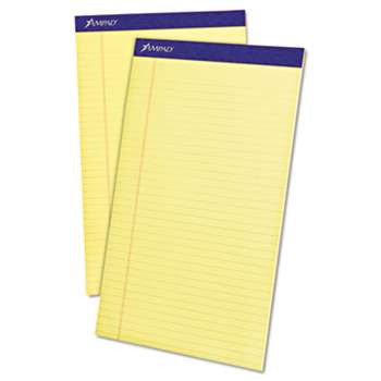 AMPAD/DIV. OF AMERCN PD&PPR Perforated Writing Pad, 8 1/2 x 14, Canary, 50 Sheets, Dozen
