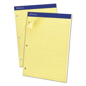 AMPAD/DIV. OF AMERCN PD&PPR Double Sheets Pad, Narrow/Margin Pad, 8 1/2 x 11 3/4, Canary, 100 Sheets