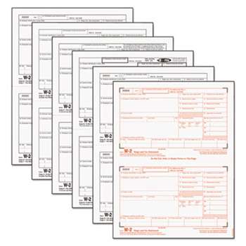 TOPS BUSINESS FORMS W-2 Tax Forms, 6-Part, 5 1/2 x 8 1/2, Inkjet/Laser, 50 W-2s & 1 W-3