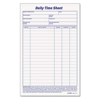 TOPS BUSINESS FORMS Daily Time and Job Sheets, 8 1/2 x 5 1/2, 200/Pad, 2/Pack