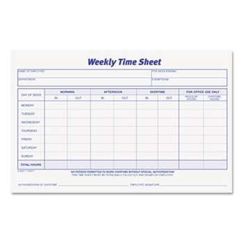 TOPS BUSINESS FORMS Weekly Time Sheets, 5 1/2 x 8 1/2, 50/Pad, 2/Pack