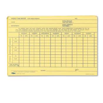 TOPS BUSINESS FORMS Employee Time Report Card, Weekly, 6 x 4, 100/Pack