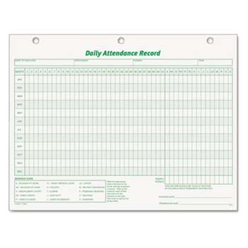 TOPS BUSINESS FORMS Daily Attendance Card, 8 1/2 x 11, 50 Forms