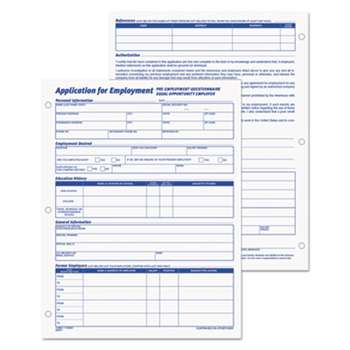 TOPS BUSINESS FORMS Employee Application Form, 8 3/8 x 11, 50/Pad, 2/Pack