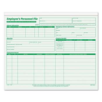 TOPS BUSINESS FORMS Employee Record File Folders, Straight Cut, Letter, 2-Sided, Green Ink, 20/Pack