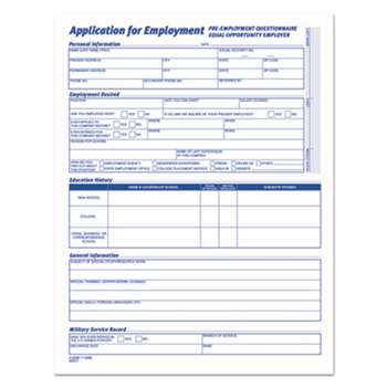 TOPS BUSINESS FORMS Comprehensive Employee Application Form, 8 1/2 x 11, 25 Forms