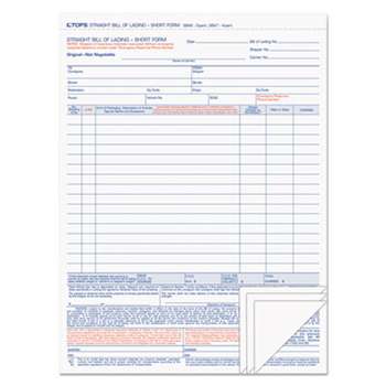 TOPS BUSINESS FORMS Bill of Lading,16-Line, 8-1/2 x 11, Four-Part Carbonless, 50 Forms