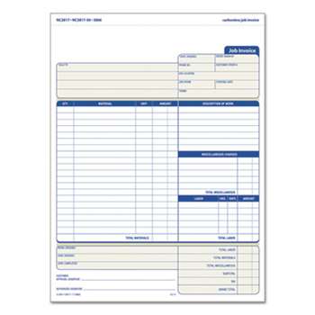 TOPS BUSINESS FORMS Snap-Off Job Invoice Form, 8 1/2 x 11 5/8, Three-Part Carbonless, 50 Forms