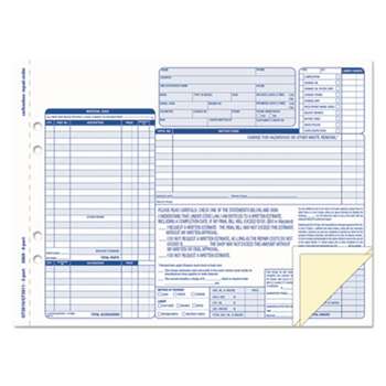 TOPS BUSINESS FORMS Auto Repair Four-Part Order Form, 8 1/2 x 11, Four-Part Carbonless, 50 Forms