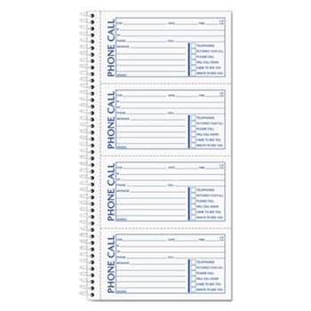 TOPS BUSINESS FORMS Spiralbound Message Book, 2 3/4 x 5, Two-Part Carbonless, 200/Book
